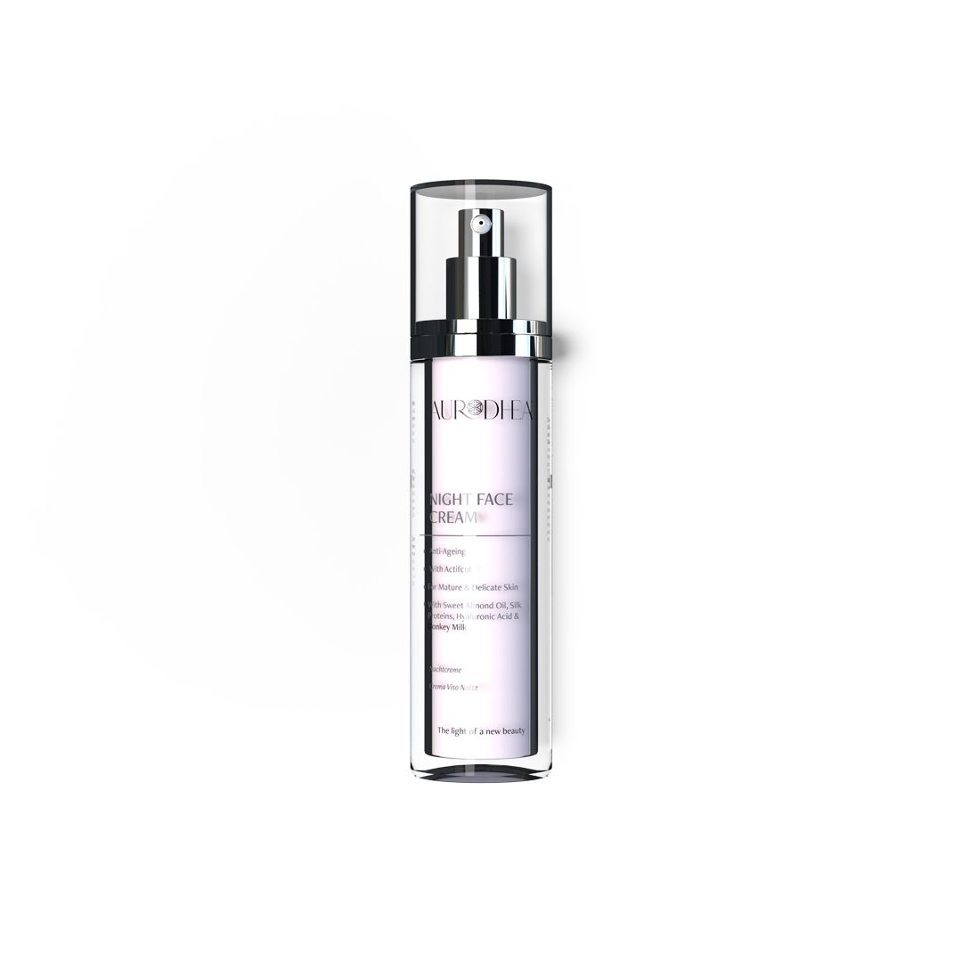 Crème de nuit visage au Lait d'ânesse 50 ml | Enrichie en huile d'Amande douce, Protéines de Soie et en Acide hyaluronique